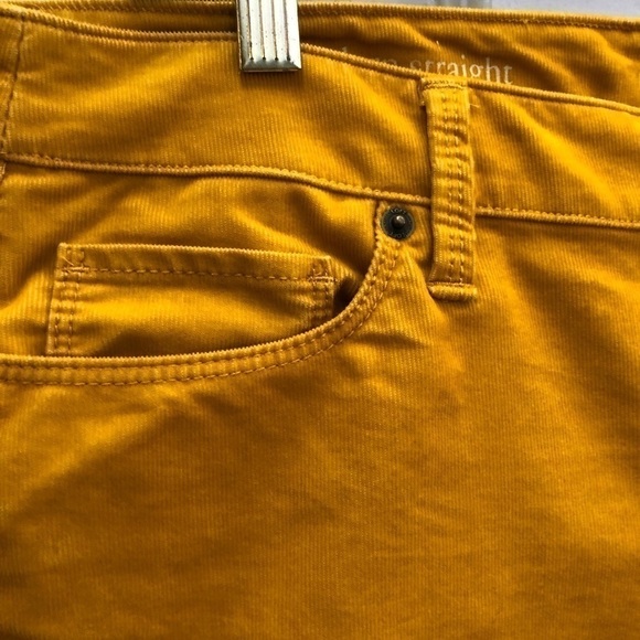 ANN Taylor Loft Mustard Yellow Corduroy Long Pants Modern Straight 30/10  #p1014 - Picture 2 of 8